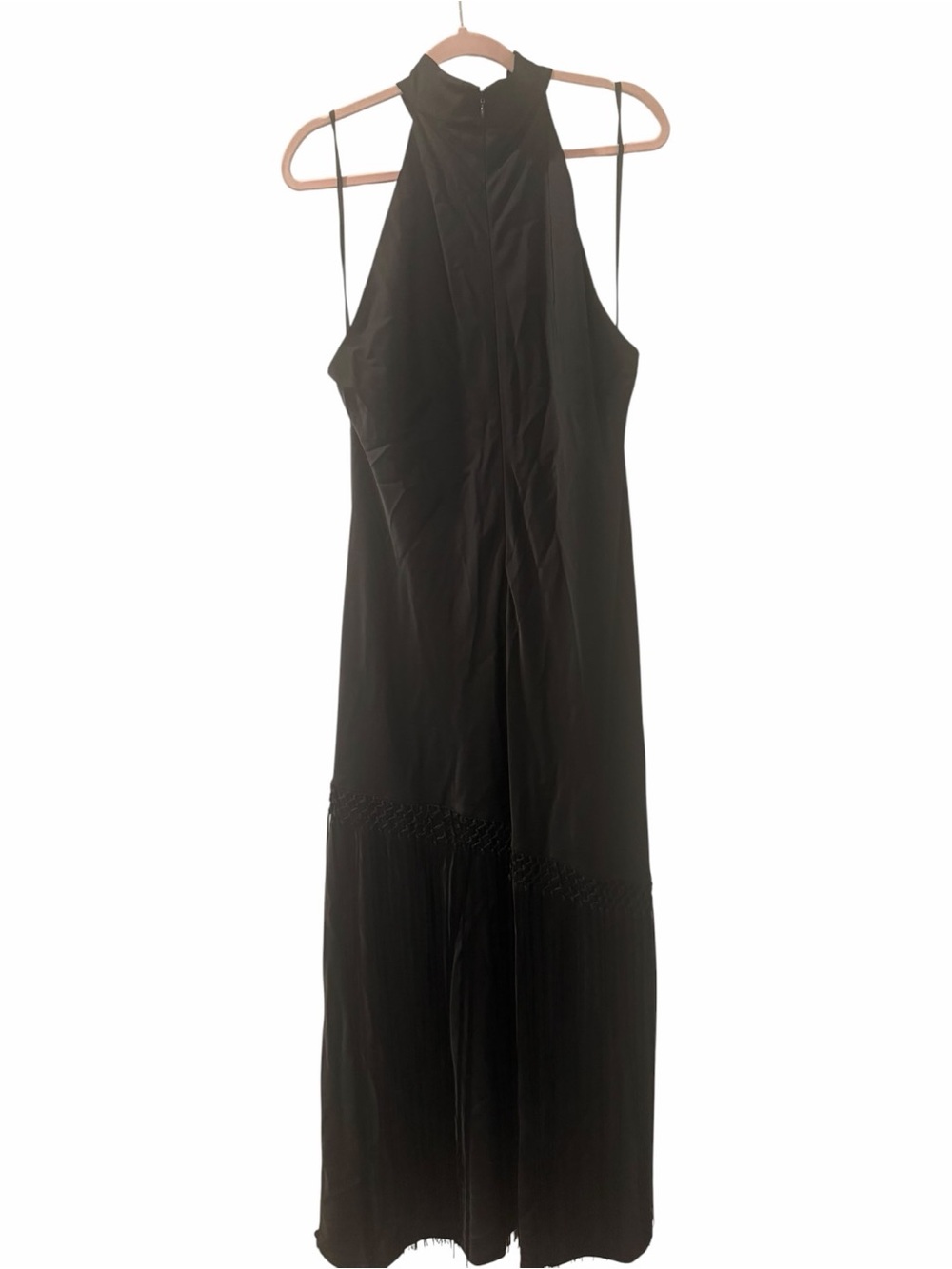Donna Karan High Neck Fringe Maxi Gown Black size 14 NWT - Picture 11 of 12